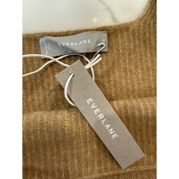 Everlane The Cozy Stretch Ribbed Crop Tank Top Tan Camel Medium NWT Wool Blend - Picture 6 of 10